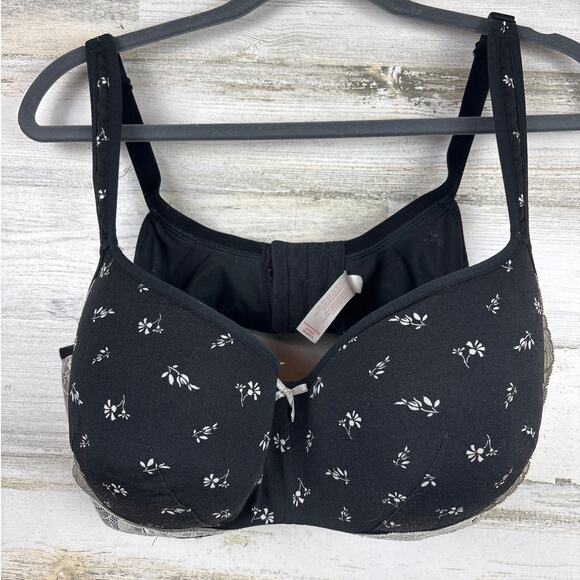 Cacique Women’s Plus 42DD Black Floral Lightly Lined Balconette Bra - Picture 1 of 4